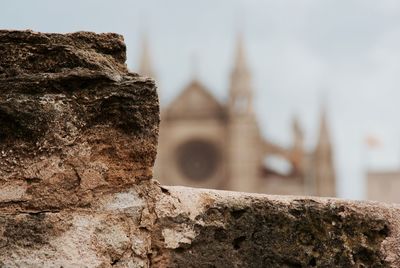 High section of blurred church against the sky