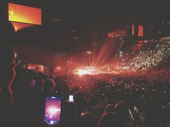 High angle view of people in concert