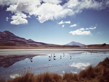 Scenic view of lake against sky