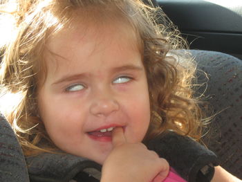 Portrait of cute girl smiling