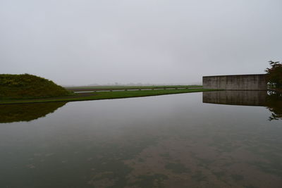 Scenic view of lake against clear sky