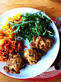 High angle view of meal served in plate