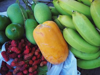 High angle view of fruits for sale in market