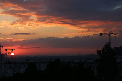 View of cityscape at sunset