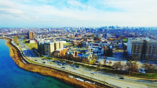 High angle view of cityscape