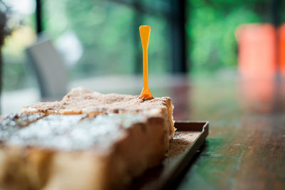 Close-up of cake on table