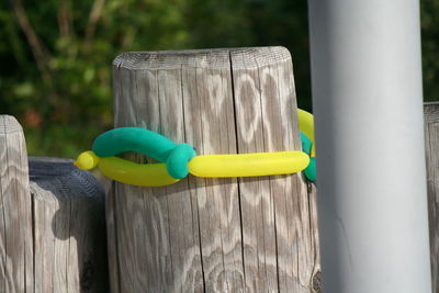 Close-up of toy on wooden surface