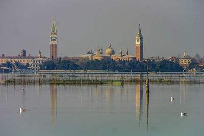 Reflection of buildings in water