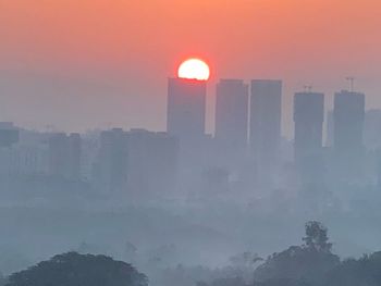 Cityscape against sky during sunset