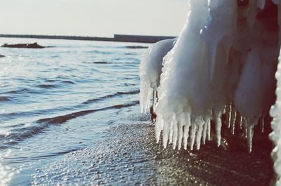Sea waves splashing on shore