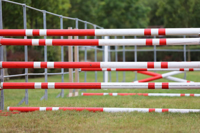 Red fence on field