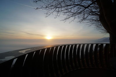 View of railing against sky during sunset