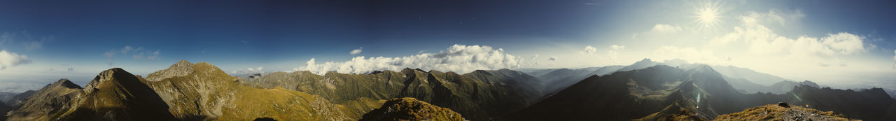 Panoramic view of mountains against sky