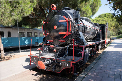 One of the trains in open-air museum of the railway park of kalamata