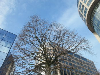 Low angle view of building against cloudy sky