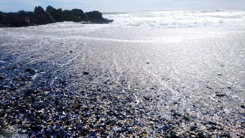 High angle view of beach against sky