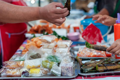 Thailand breakfast hawker halal stall selling all kinds of foods in aonang, krabi.