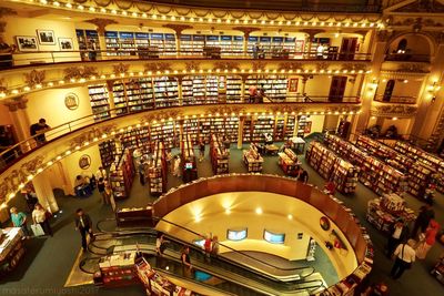 High angle view of people in shopping mall