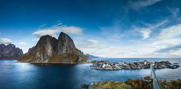 Scenic view of sea and rocks against sky