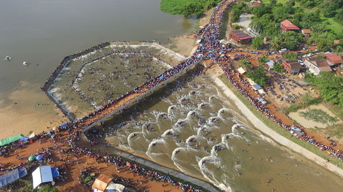 High angle view of a sea