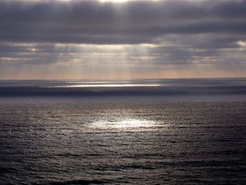 Scenic view of sea against cloudy sky