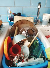 High angle view of kitchen counter