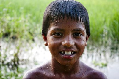 Portrait of boy smiling