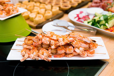 High angle view of food on table