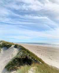 Scenic view of beach against sky