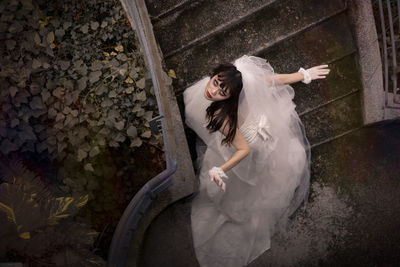High angle view of woman dancing