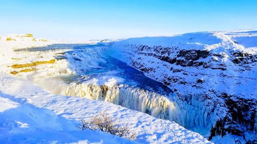 Scenic view of snow covered mountain