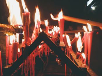 Close-up of illuminated candles