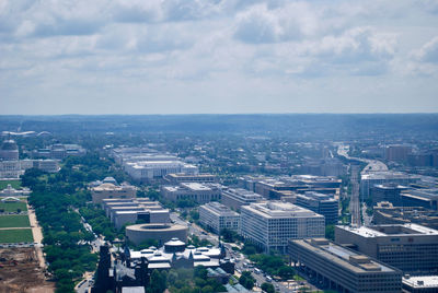 High angle view of buildings in city