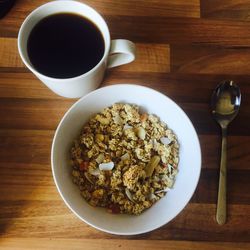 Close-up of breakfast on table