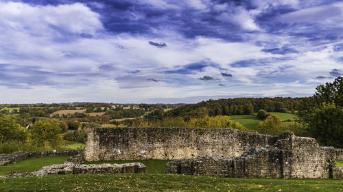 Old ruin building against cloudy sky