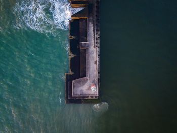 High angle view of swimming in sea