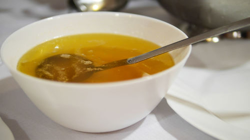 Close-up of soup in bowl