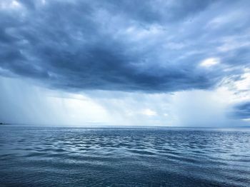 Scenic view of sea against cloudy sky