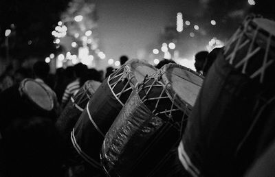 Close-up of illuminated lighting equipment