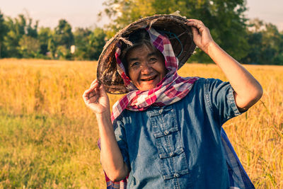 Senior woman working in farm