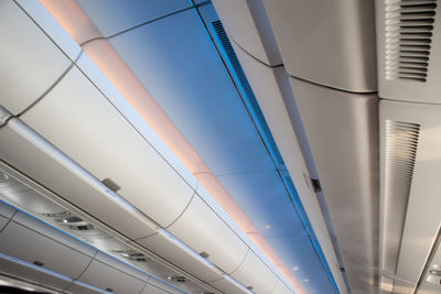 Low angle view of ceiling in an airoplane