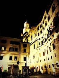 Low angle view of building at night