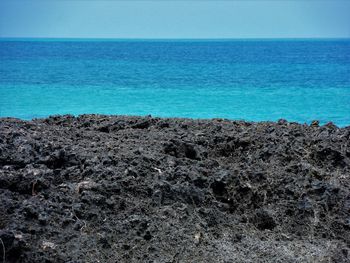 Scenic view of sea against clear sky