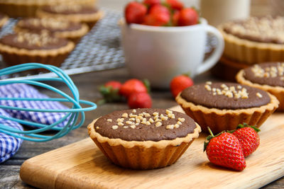 Brownies pie with strawberry