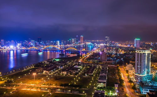 Illuminated city at night