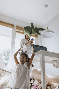 Girl playing with toys