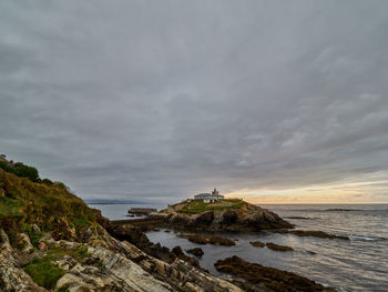 View of the lighthouse of tapia island, tapia de casariego, spain