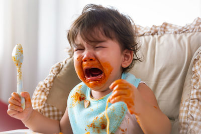 Boy eating food