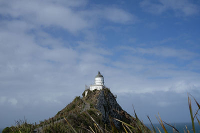 Low angle view of lighthouse against sky