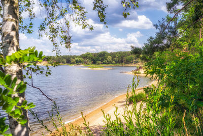 Scenic view of lake against sky